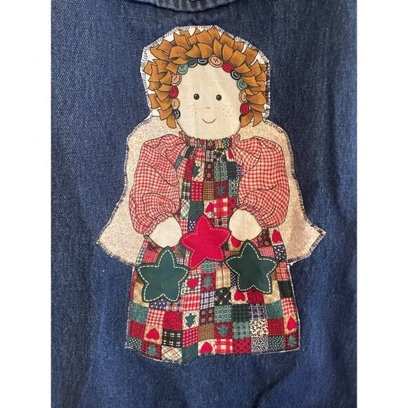 Vintage Style Denim Apron Angel Pockets Cooking Kitchen Patchwork Quilt Cotton - Picture 4 of 7